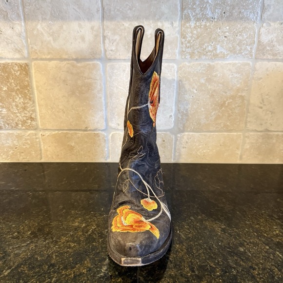 Old Gringo Marsha Short Cowboy Boots 8.5B Brown Leather Orange Embroidered - Picture 6 of 14